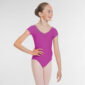 1ST POSITION ALICE CAP SLEEVED RUCHED LEOTARD, MAGENTA